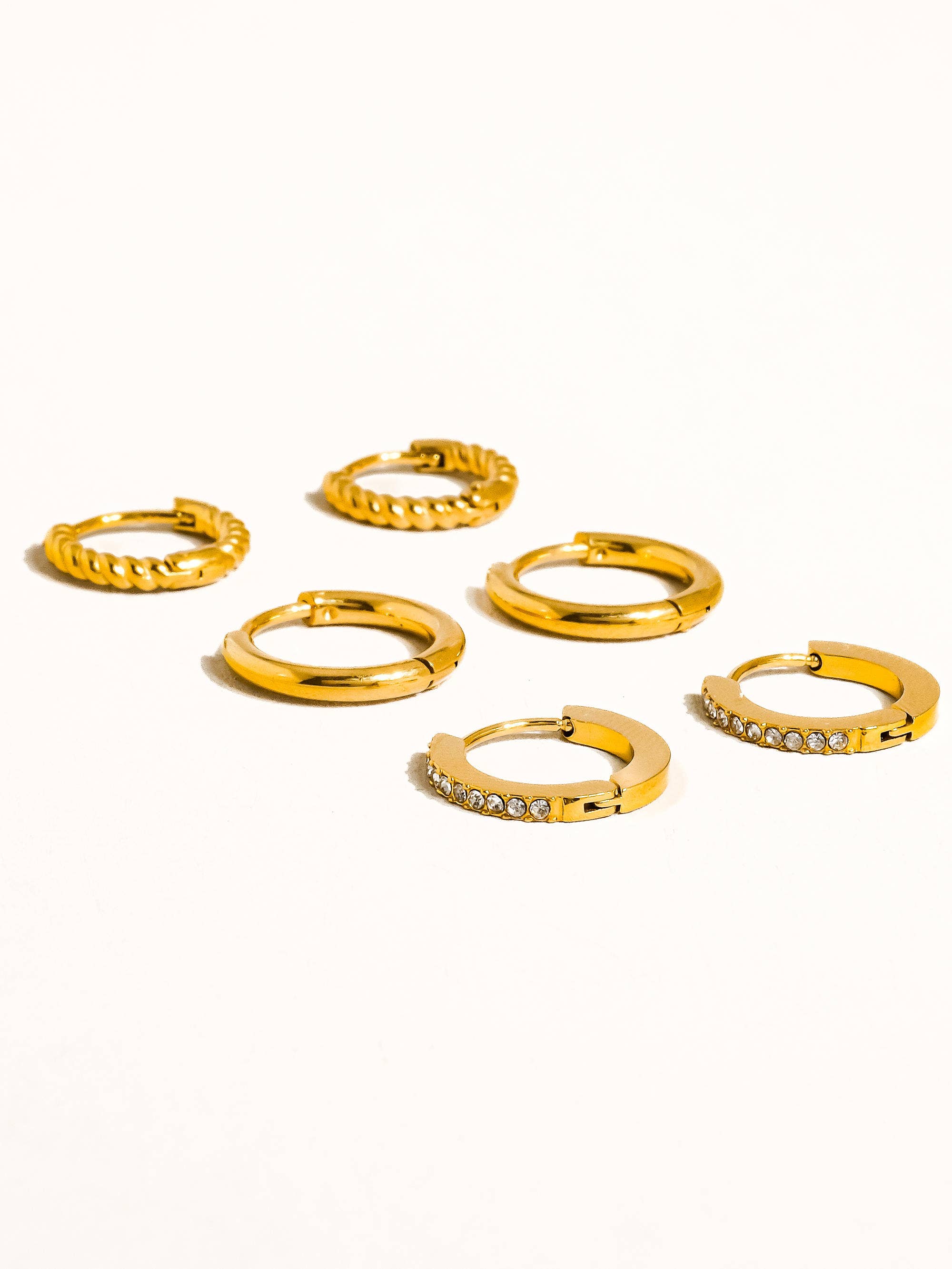 Claude 18K Gold Non-Tarnish CZ Hoops Earring