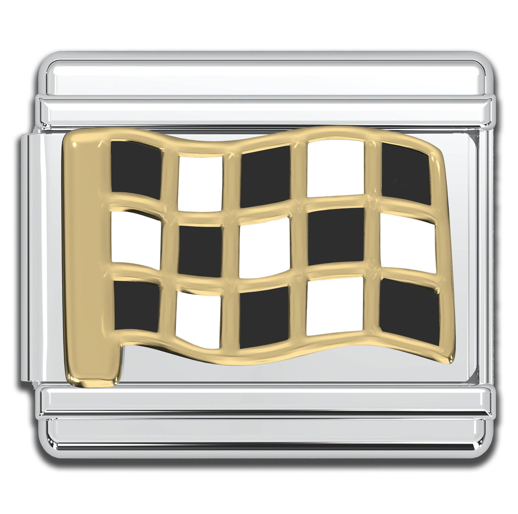 Italian Bracelet Charm 9mm modular for Men & Women - Checkered Flag