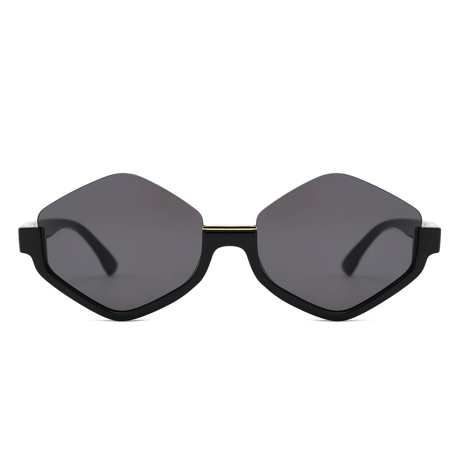 Geometric Oversized Semi-Rimless Polygon Fashion Sunglasses