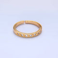 16K Minimalist Dainty CZ Paved Adjustable Ring | U393