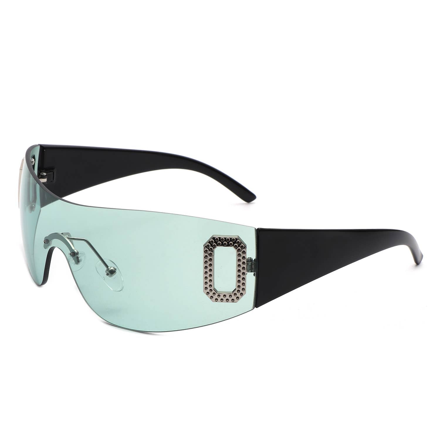 Rectangle Rimless Sleek Wrap Around Fashion Sunglasses