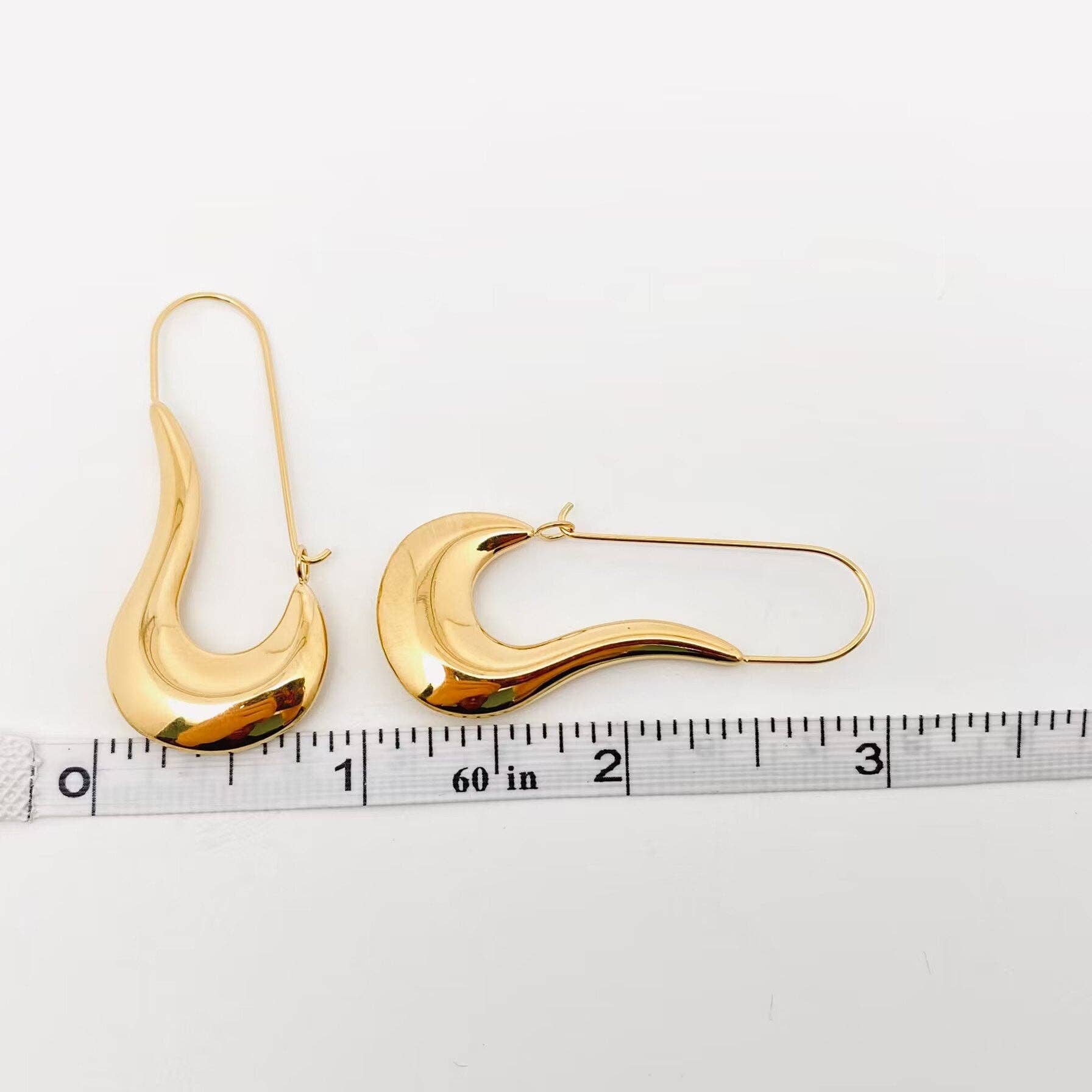 Geometric Texture 18K Gold Plated Hoop Earrings - FGS