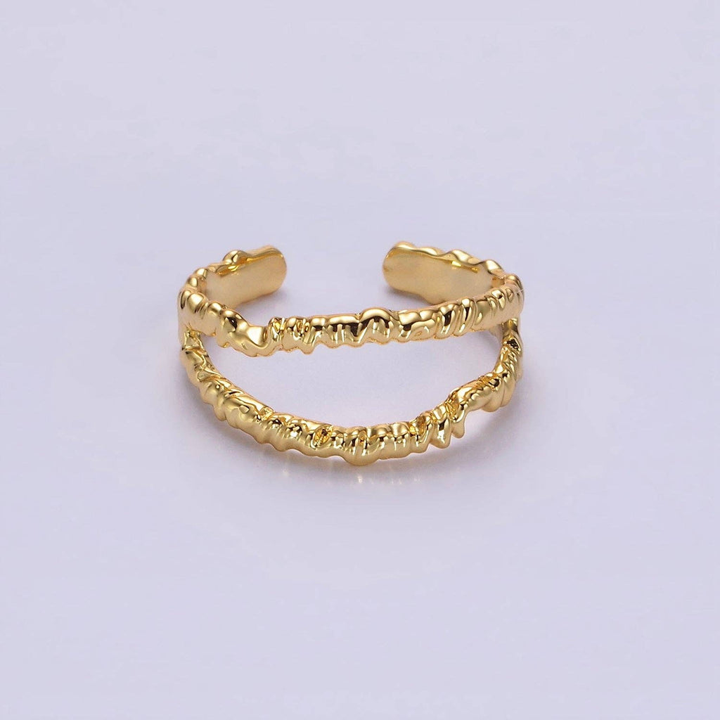 24K Gold Filled Open Double Molten Drip Band Ring