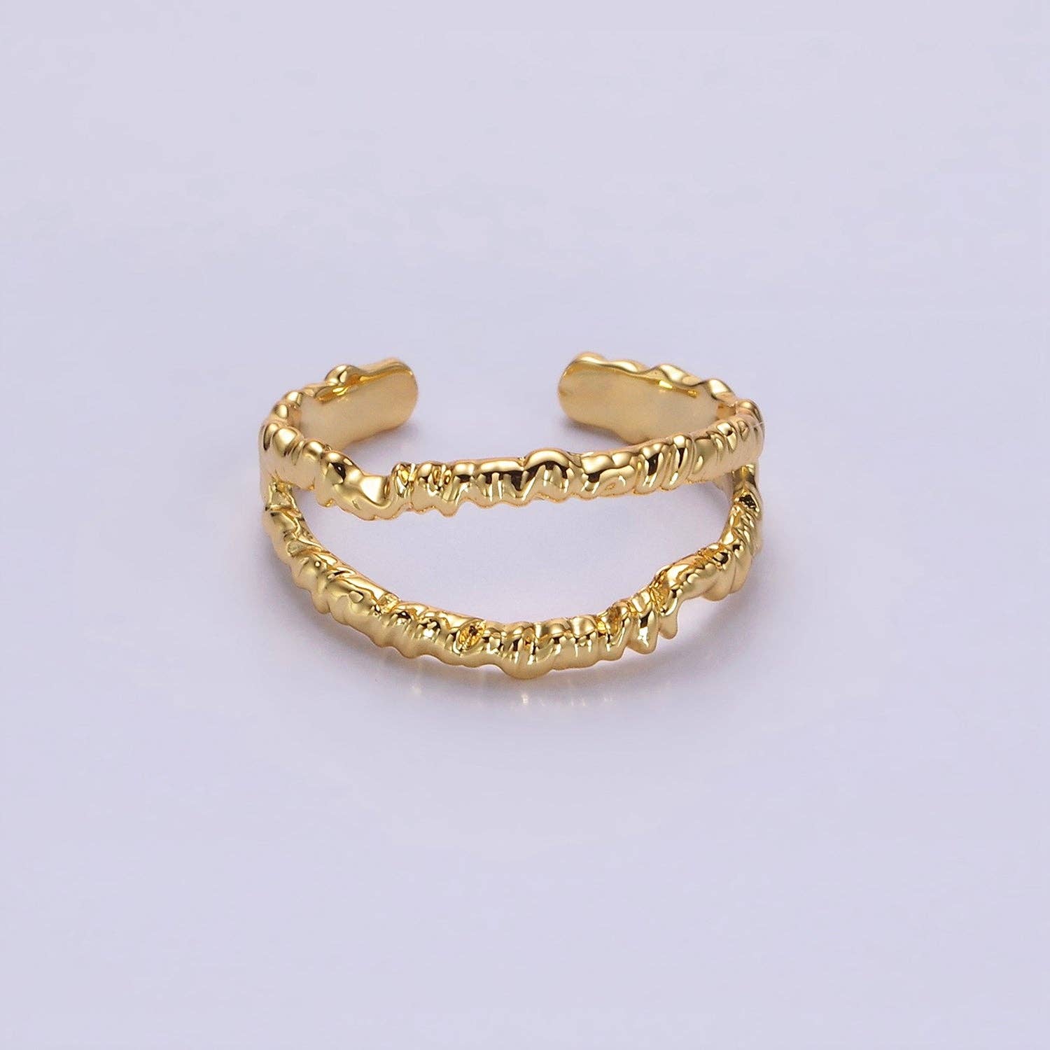 24K Gold Filled Open Double Molten Drip Band Ring