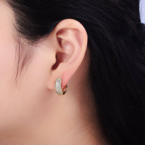 14K Gold Filled 15mm CZ Rhombus Filigree Huggie Earrings