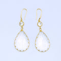 24K Gold Filled Multifaceted CZ Teardrop Drop French Hook Earrings | AB1416