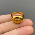 18K Gold Plated Stainless Steel Glossy Vortex Signet Ring - FGS