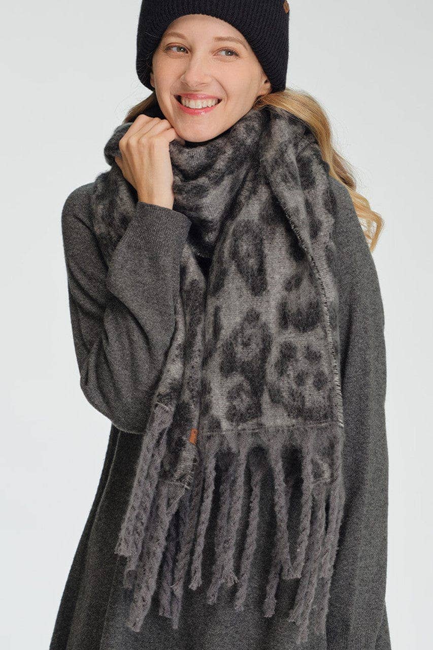 Woven Leopard Print Scarf