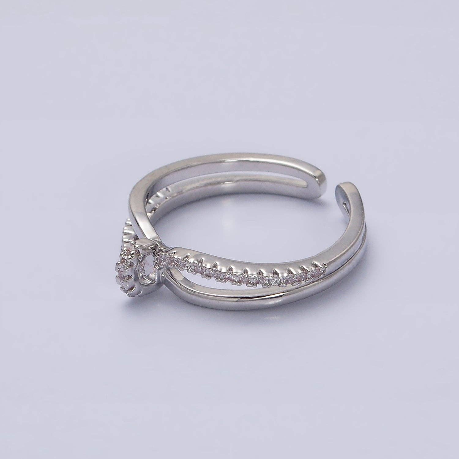 16K Gold Filled Mirco Paved Knot Double Band Ring in Gold &