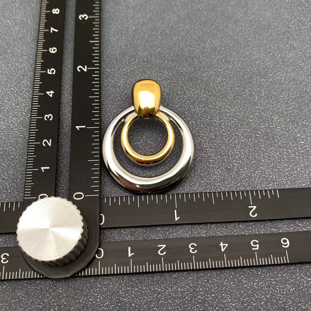 Two Tone 18K Gold Plated SS Hollow Round Post Earrings - FGS