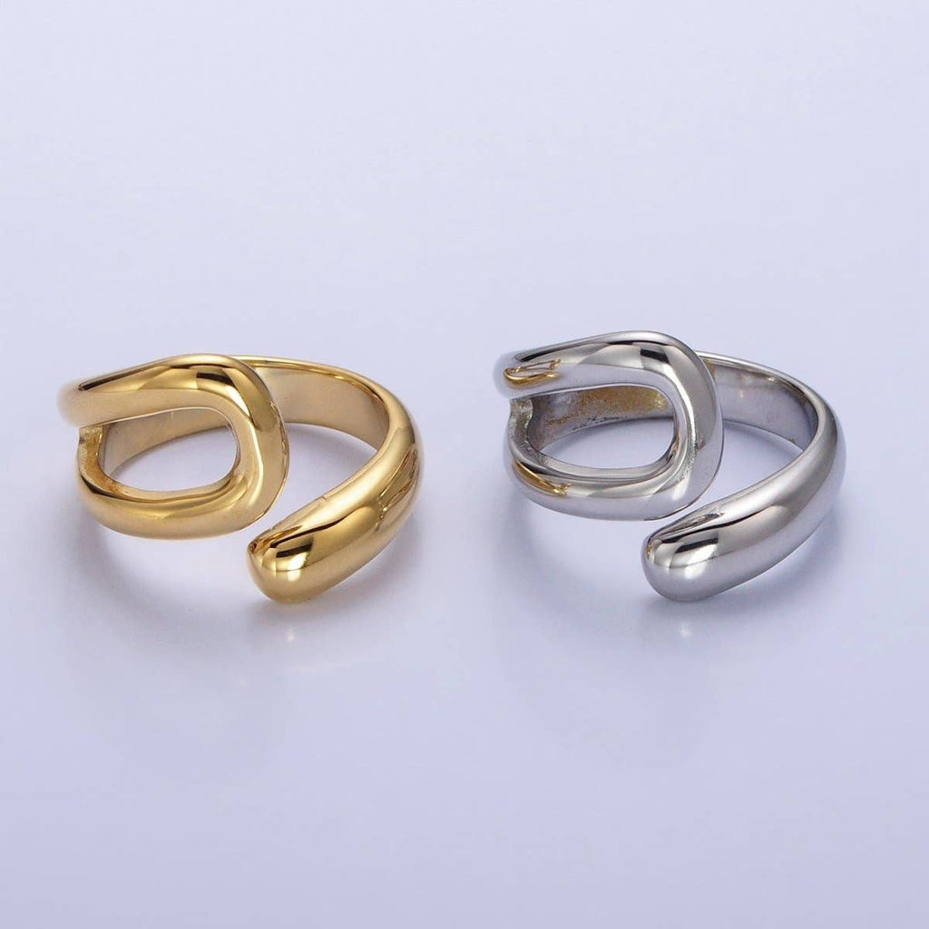 Stainless Steel Geometric Claw Open Double Band Ring in Gold & Silver | O-541 ~ O-548