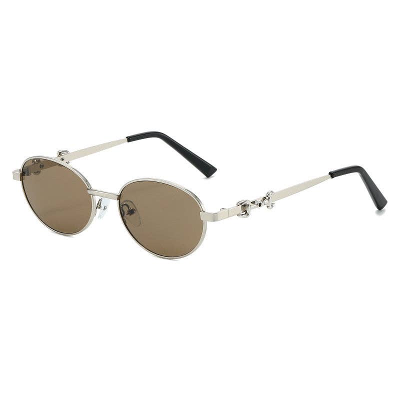 Oval Frame Metal Sunglasses UV400 Protection Stylish