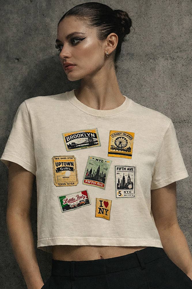 I Love NY Cropped Ivory T-Shirt