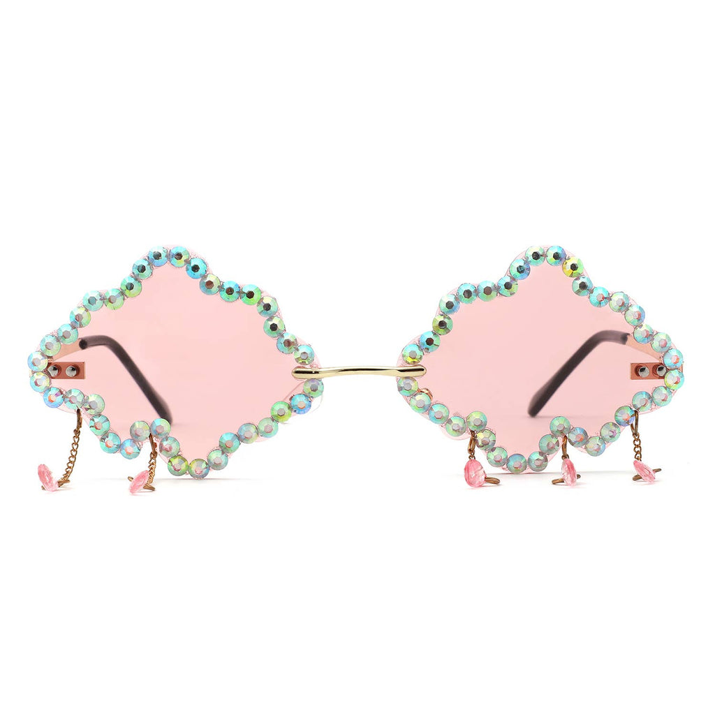 Rhinestone Cloud Irregular Shades Crystal Charm Sunglasses
