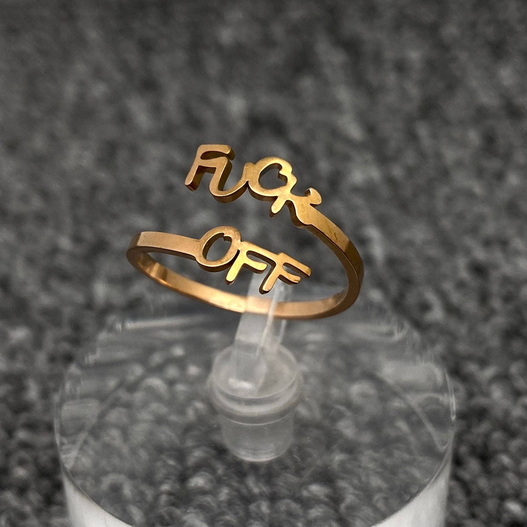 'Fuck OFF' Gold-plated Stainless steel  Adjustable Ring - FGS