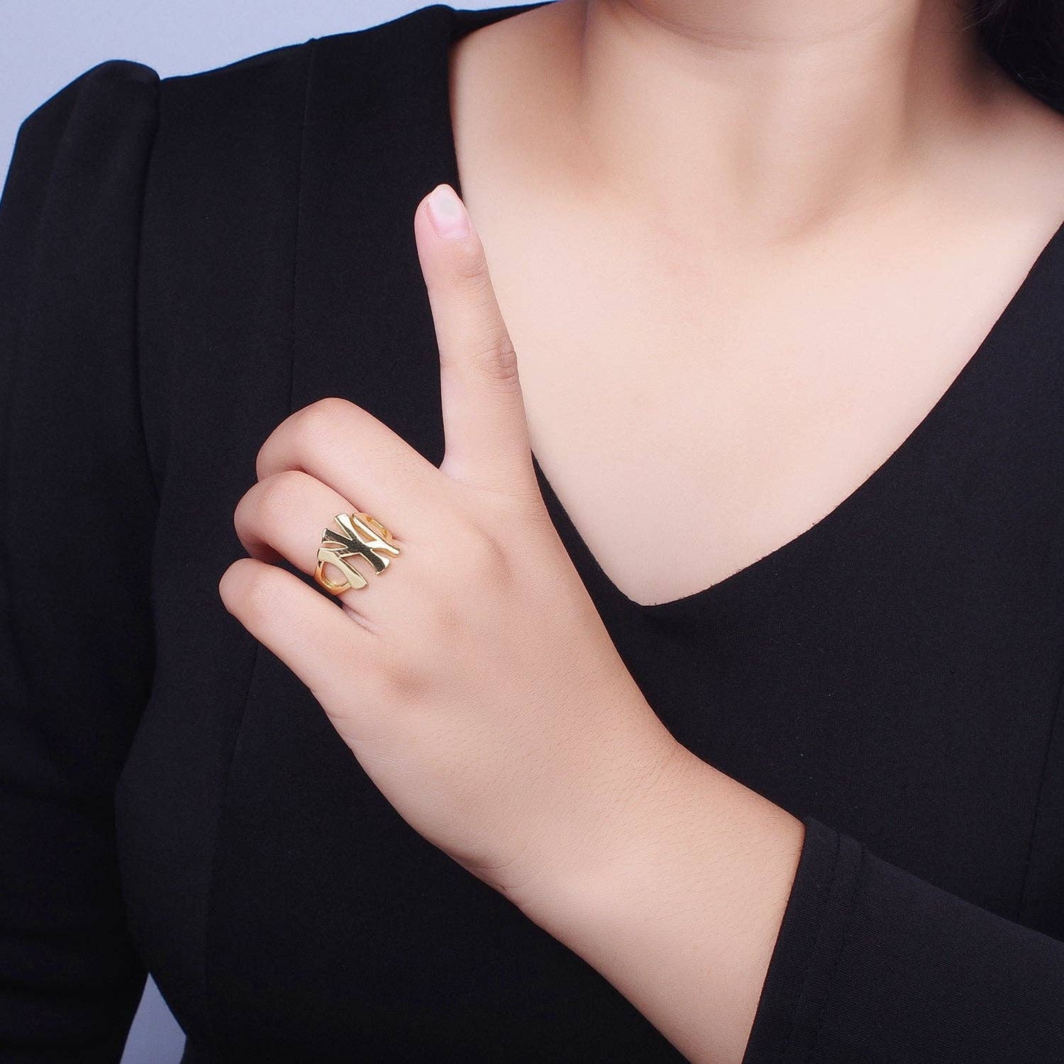 Gold New York NY Yankees Baseball Statement Ring | R032