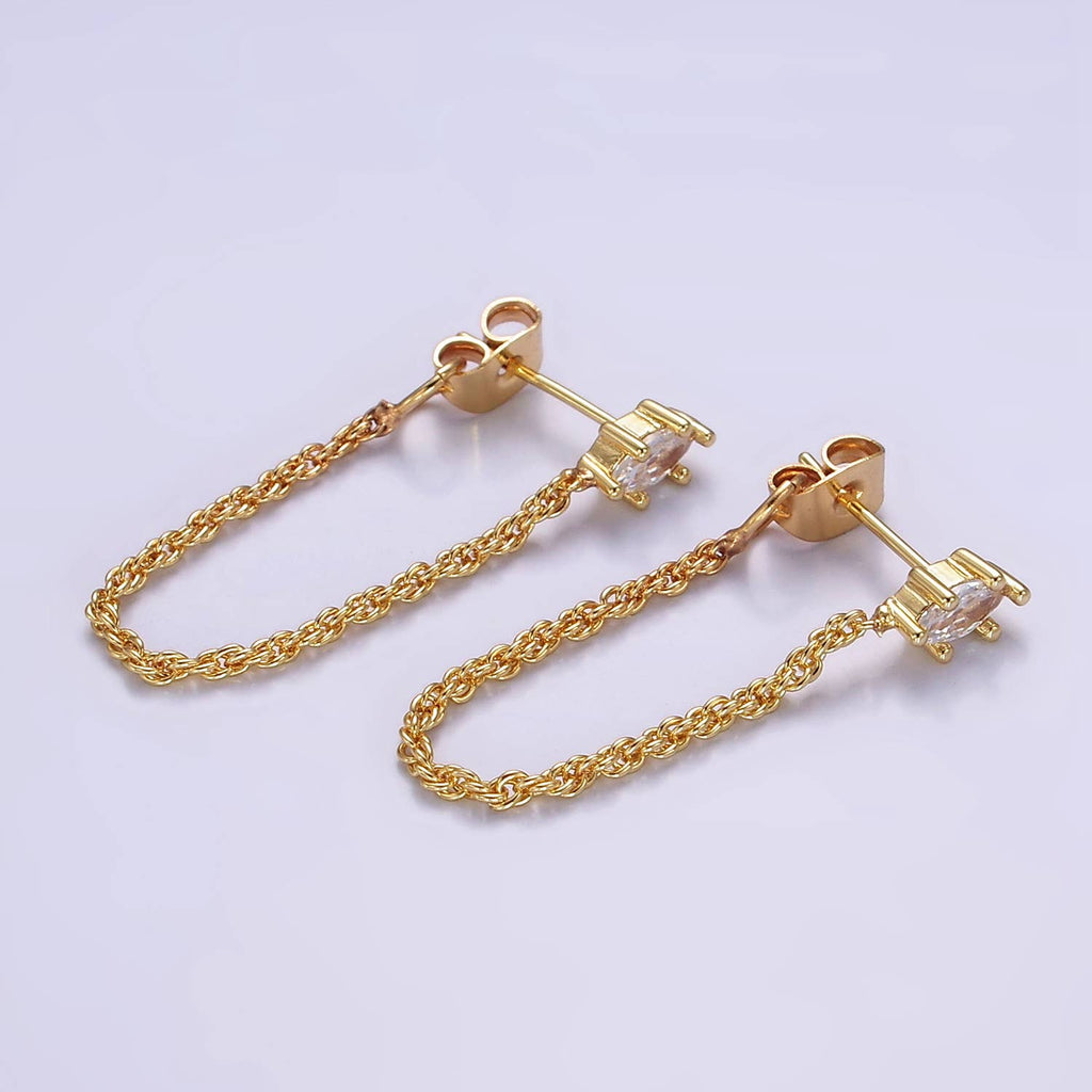 16k Gold Filled CZ Chain Link Stud Earrings | T060