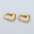 24K Gold Filled 18mm Dome Square Latch Hoop Earrings | T211