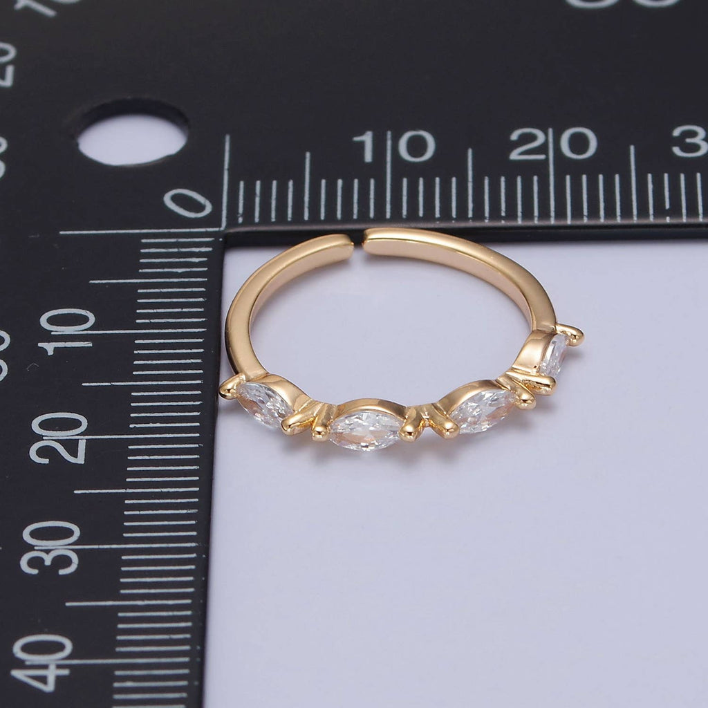 Elegant Clear Ellipse CZ Crystal Minimalist Gold Ring O2150
