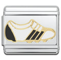 Italian Bracelet Charm - Black & White Cleats Sneakers 9mm Links