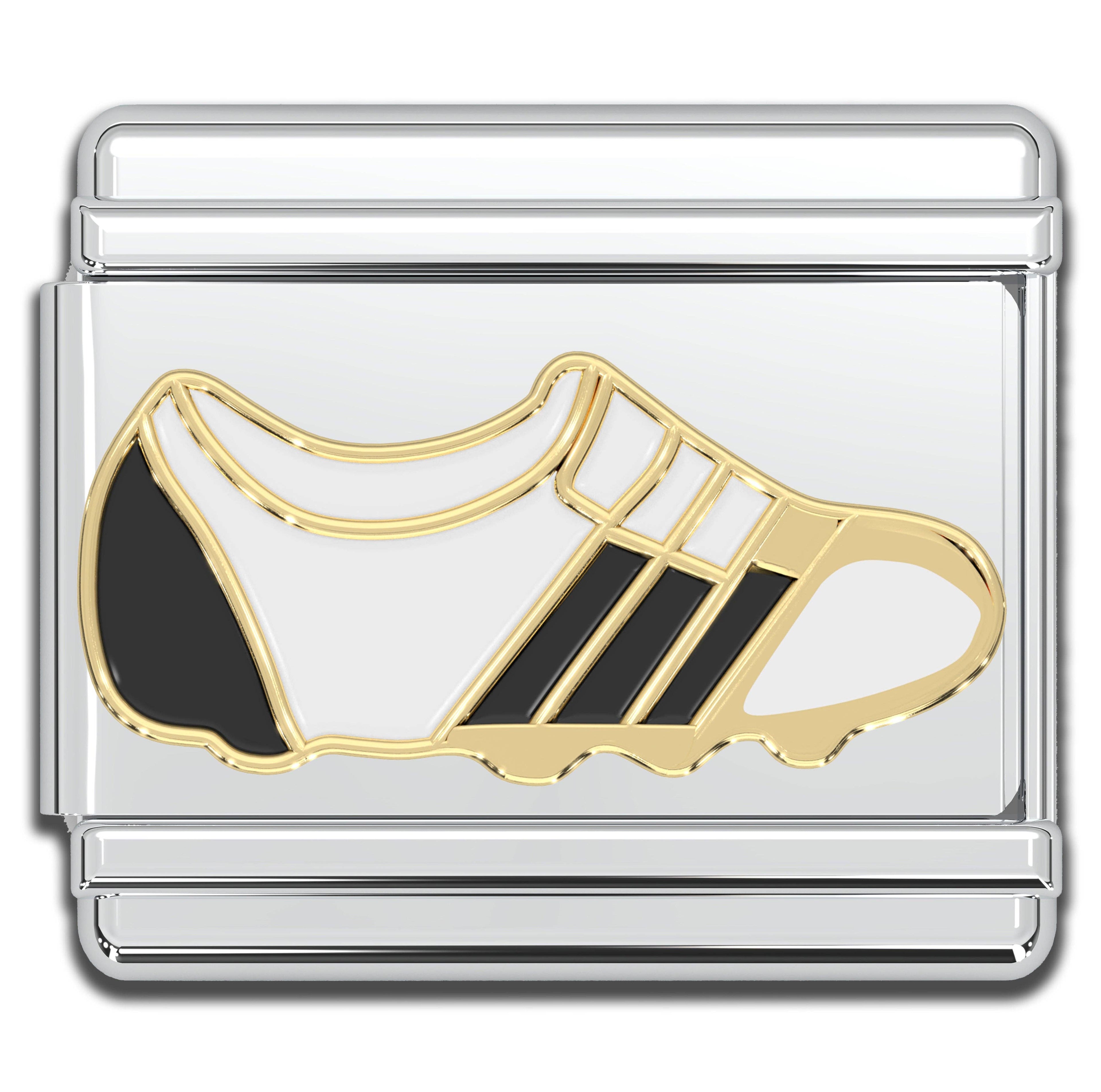 Italian Bracelet Charm - Black & White Cleats Sneakers 9mm Links
