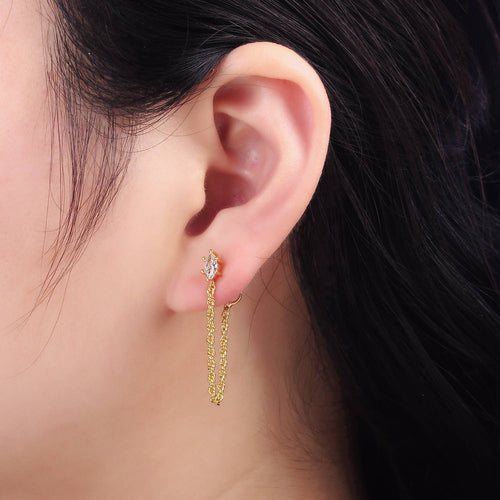 16k Gold Filled CZ Chain Link Stud Earrings | T060