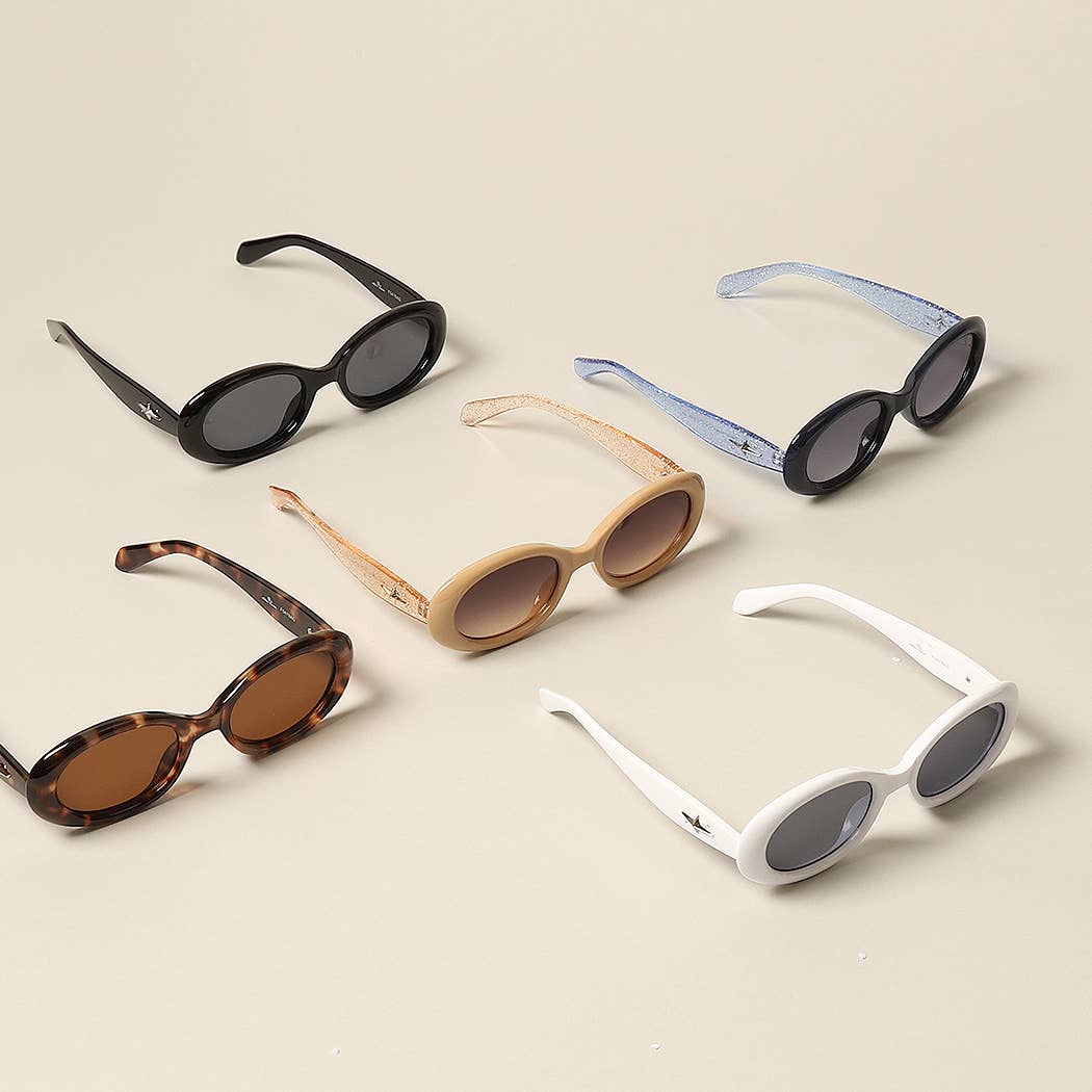 Women's Trendy Oval Glitter Sunglasses
