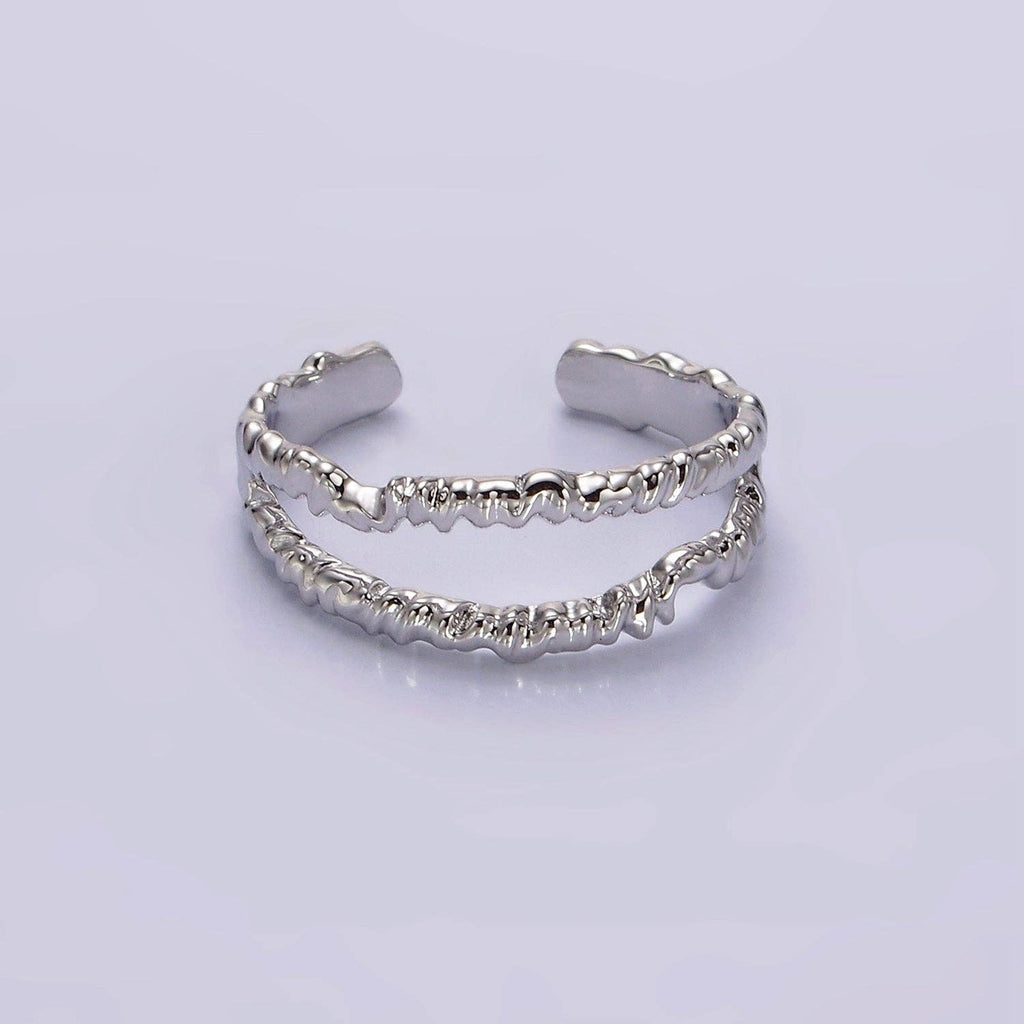 24K Gold Filled Open Double Molten Drip Band Ring