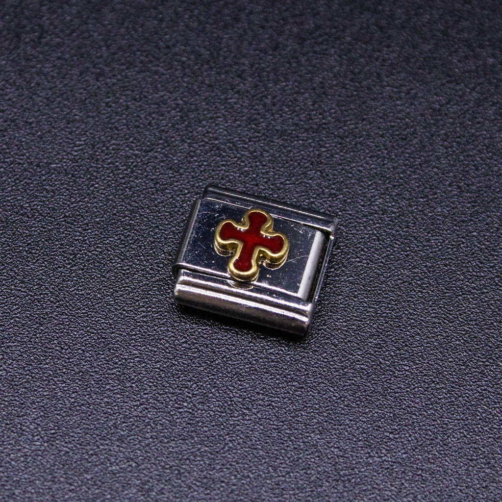 Italian Bracelet Charms - Red Cross Religious 9mm Links