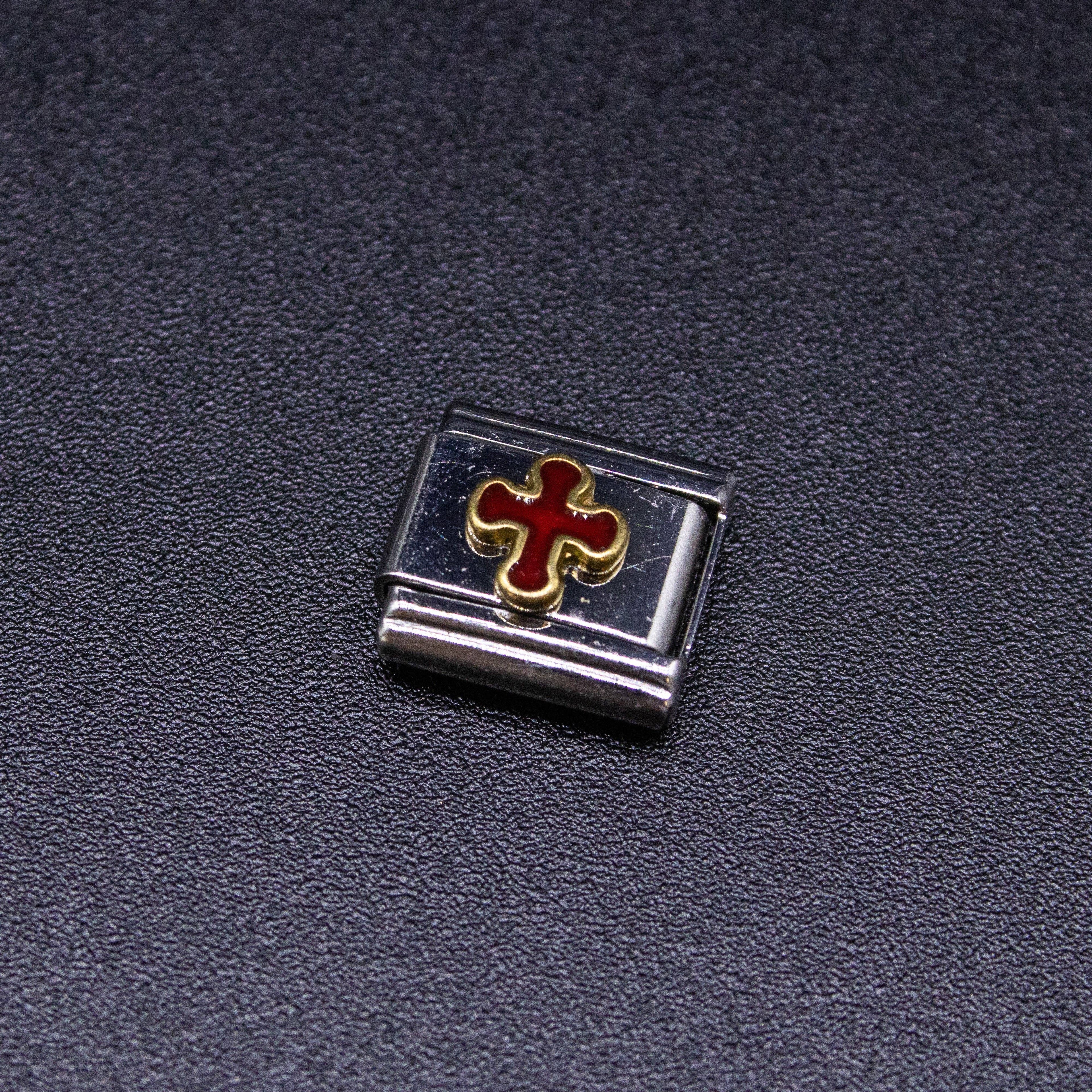 Italian Bracelet Charms - Red Cross Religious 9mm Links