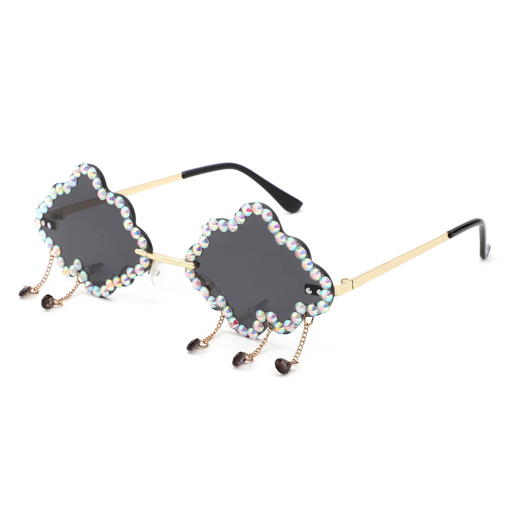 Rhinestone Cloud Irregular Shades Crystal Charm Sunglasses