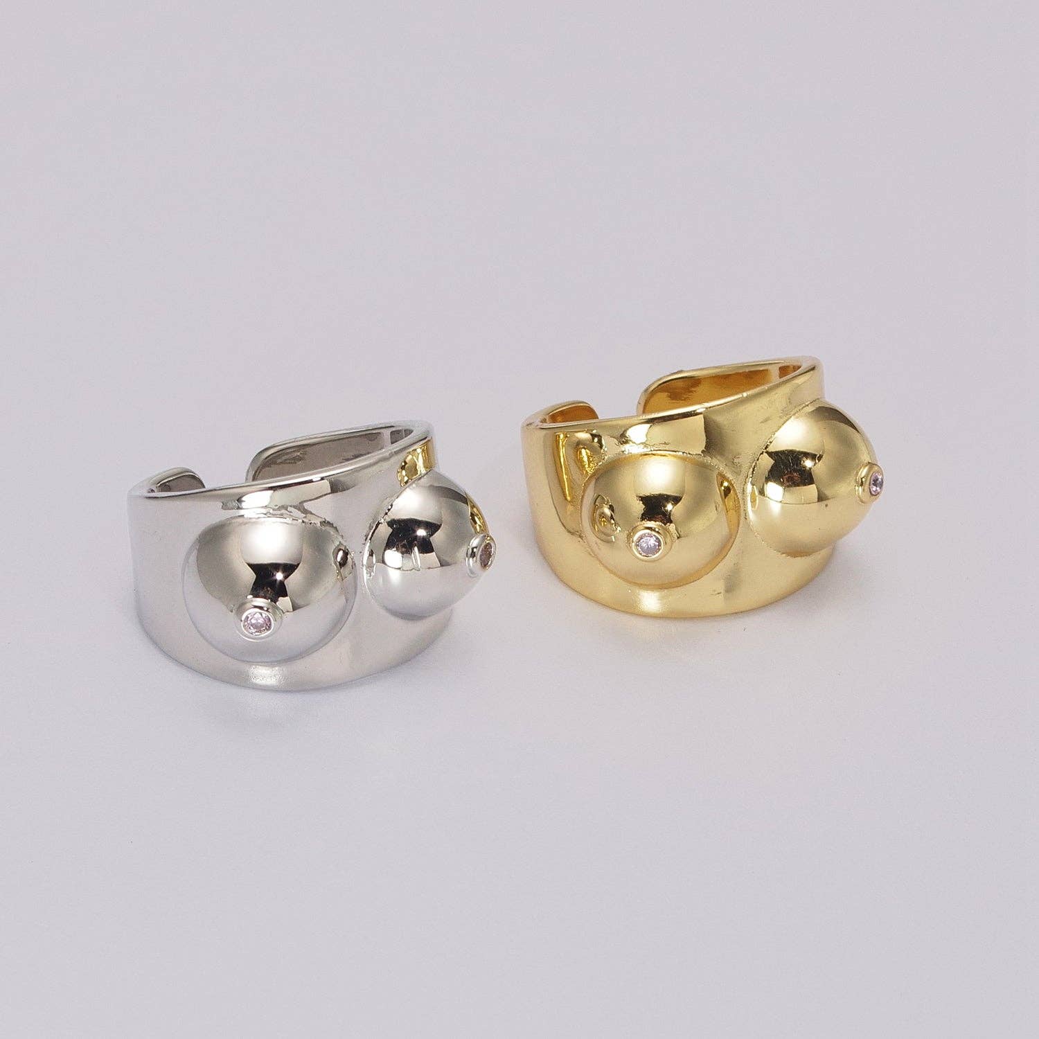 Gold Boobs Ring Novelty Silver Breast Cancer Awareness. Celebrating Breastfeeding Jewelry Gold Boobs Ring Novelty Silver Breast Cancer Awareness. Celebrating Breastfeeding Jewelry U025