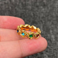 Inlay Colored CZ 18K Gold Plated S.Steel Rose Ring - FGS