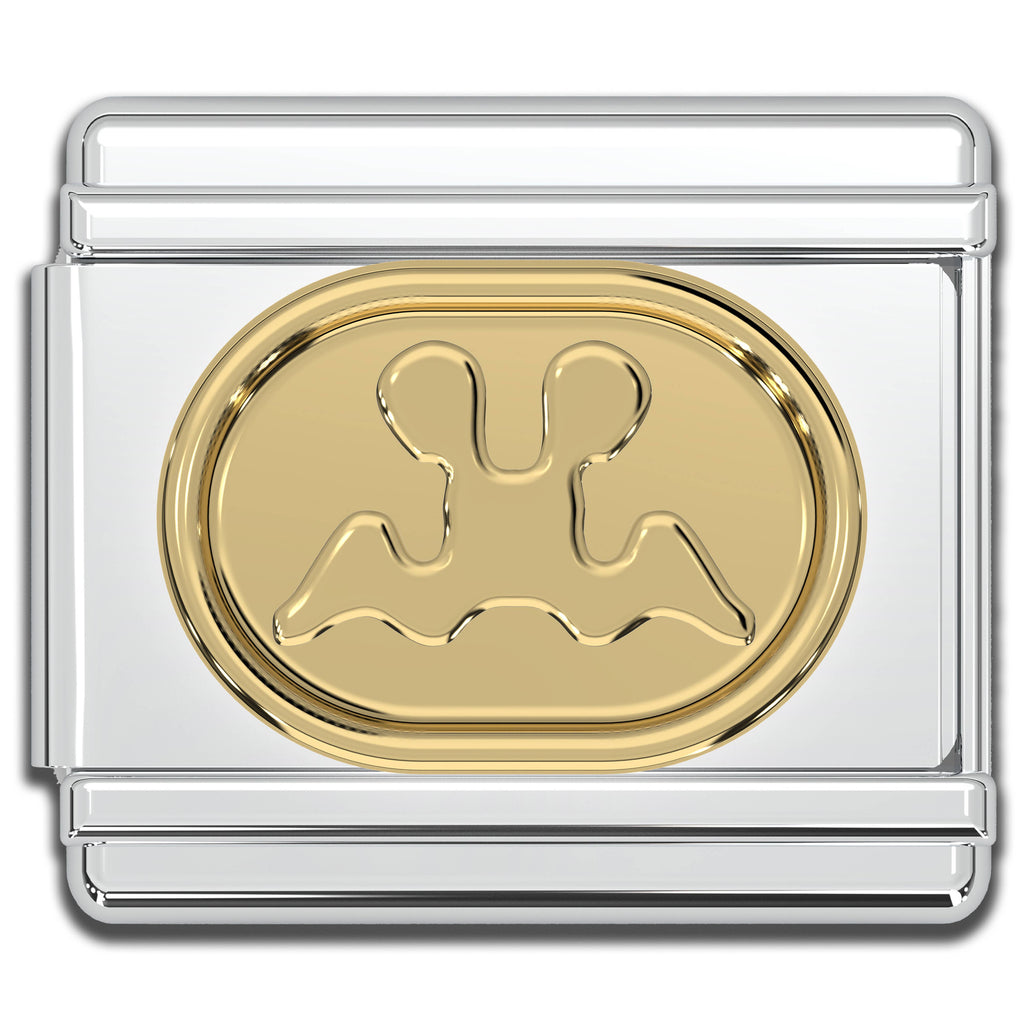 Italian Charms - Gemini Zodiac, 9mm Gold Bracelet Links