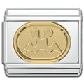 Italian Charms - Gemini Zodiac, 9mm Gold Bracelet Links