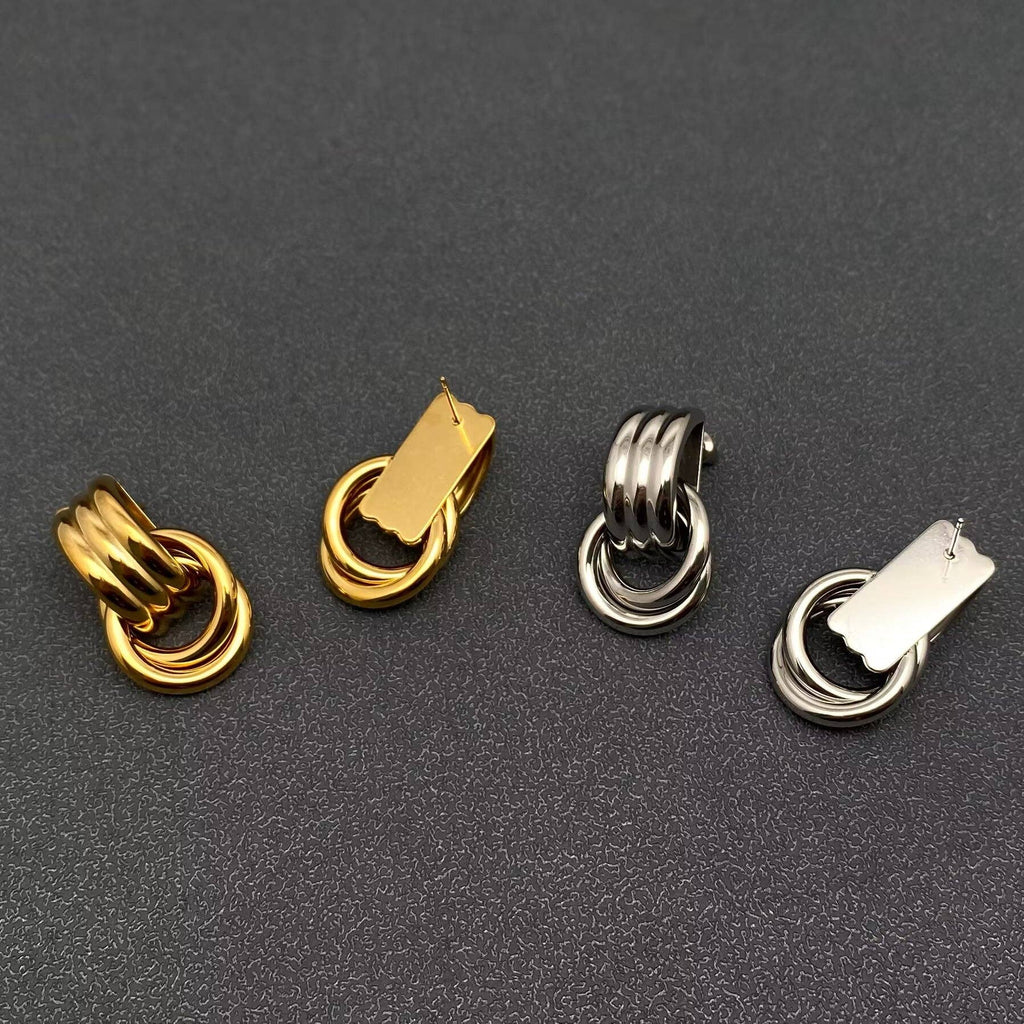 18K Gold Plated Stainless Steel Geometric Post Earrings -FGS
