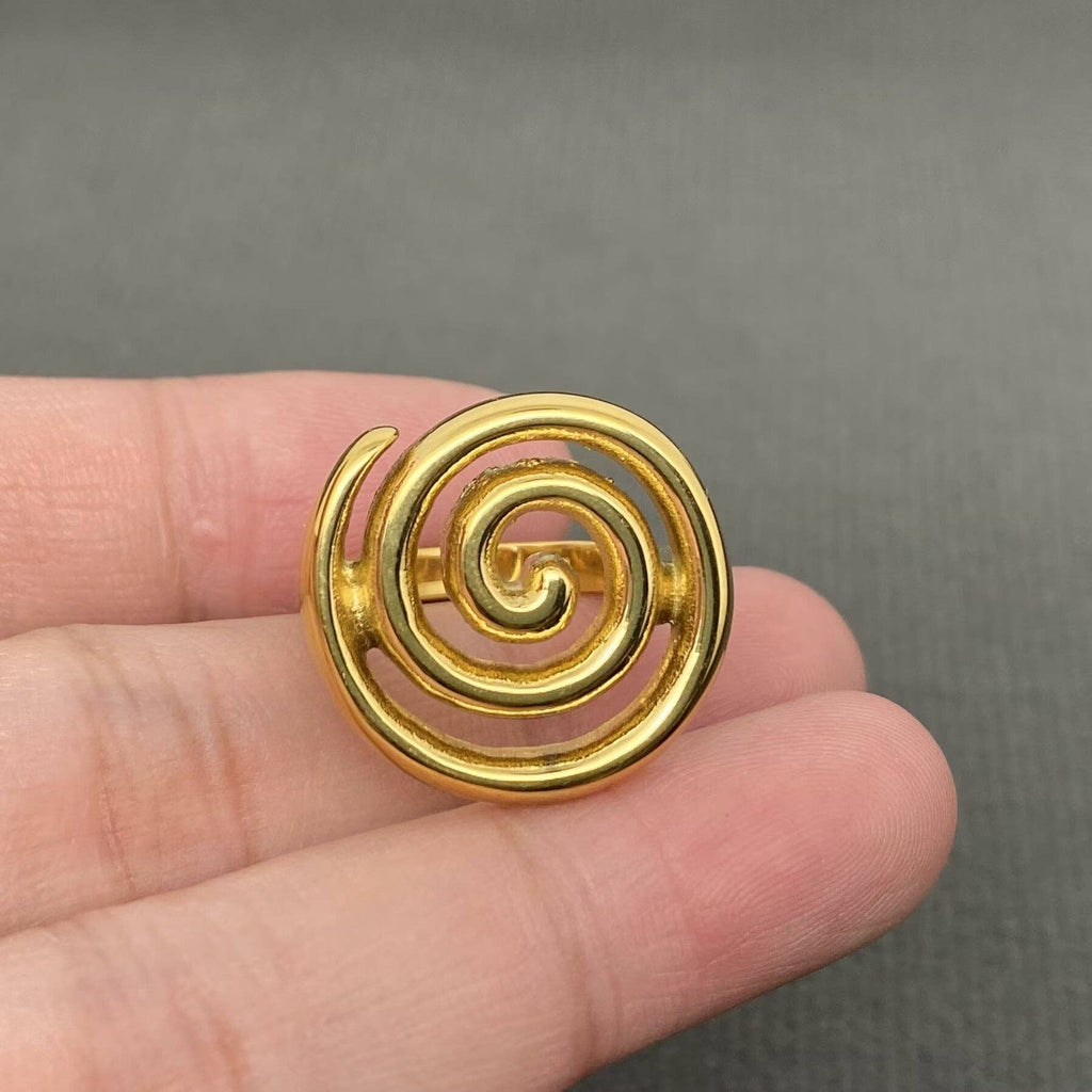 Swirl 18K Gold Plated Stainless Steel Ring - FGS