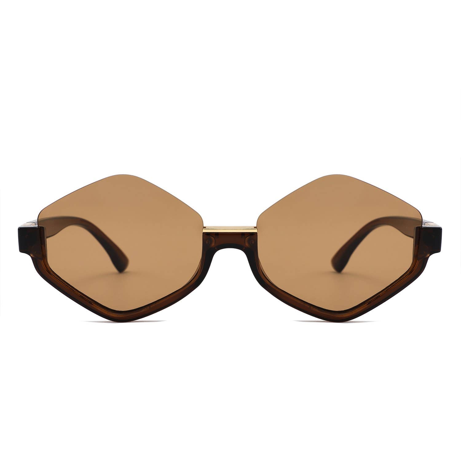 Geometric Oversized Semi-Rimless Polygon Fashion Sunglasses