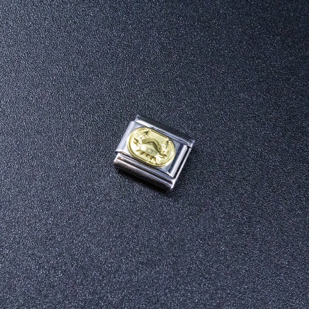 Italian Charms - Cancer Zodiac, 9mm Gold Bracelet Links