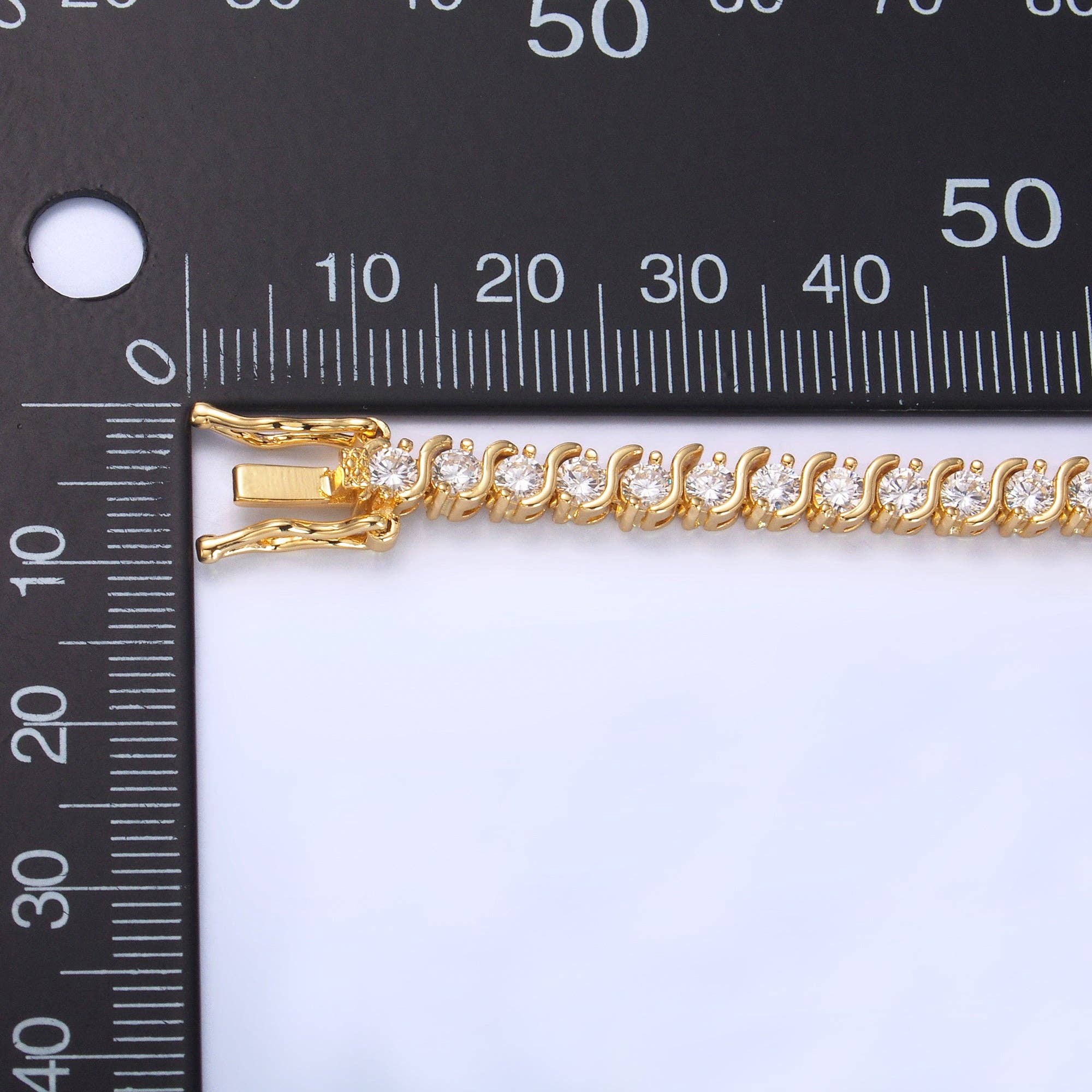 24K Gold Filled Curved S-Link Tennis Chain Bracelet in Gold & Silver | WA-3036 WA-3037