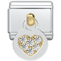 Italian Charm Bracelet Charms - Dangle Rhinestone Heart Links