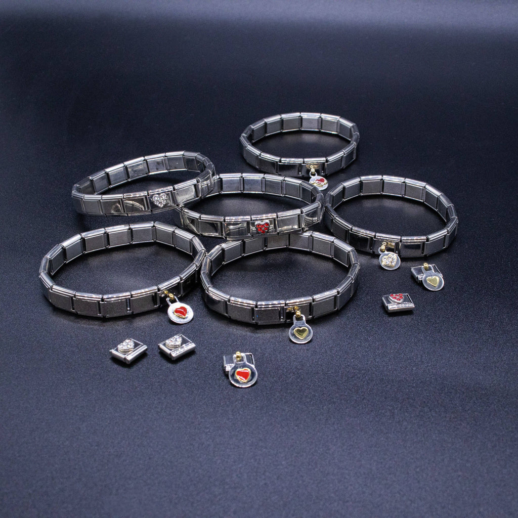 Italian Charm Bracelet Charms - 9mm Heart w/ Arrow Links