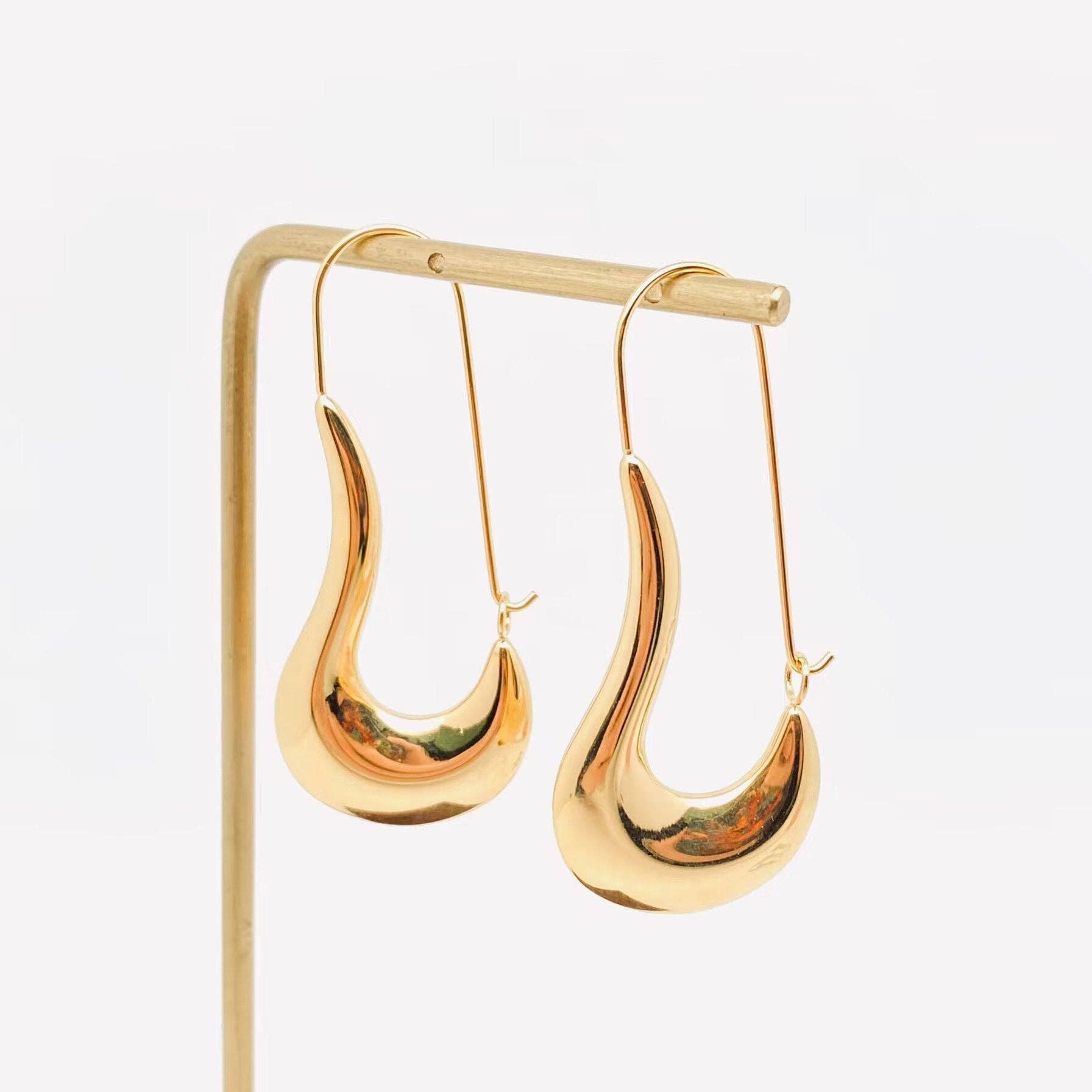 Geometric Texture 18K Gold Plated Hoop Earrings - FGS
