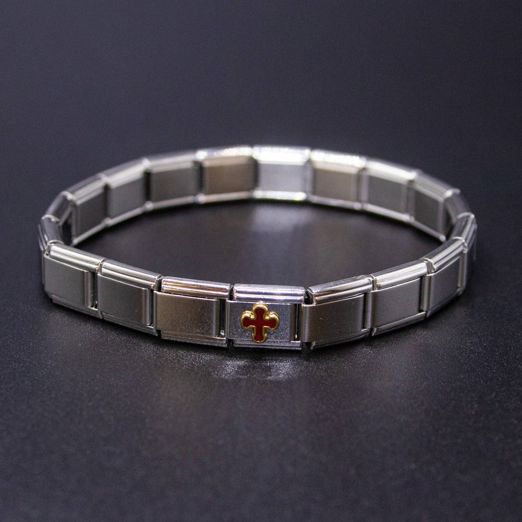 Italian Bracelet Charms - Red Cross Religious 9mm Links