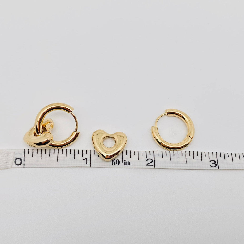 Heart 18K Gold Plated Stainless Steel Huggie Earrings - FGS
