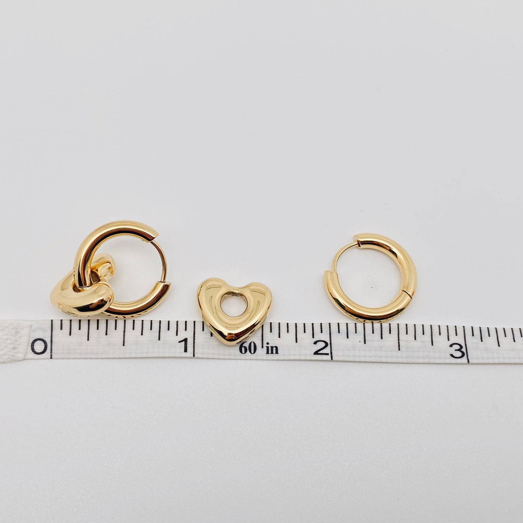 Heart 18K Gold Plated Stainless Steel Huggie Earrings - FGS