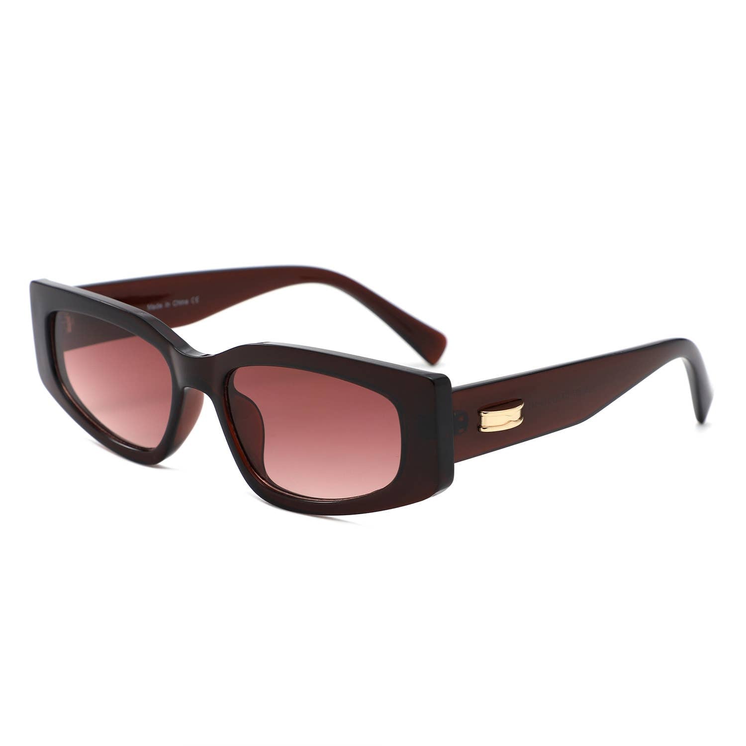 Slim Rectangle Thick Frame Narrow Fashion Sunglasses