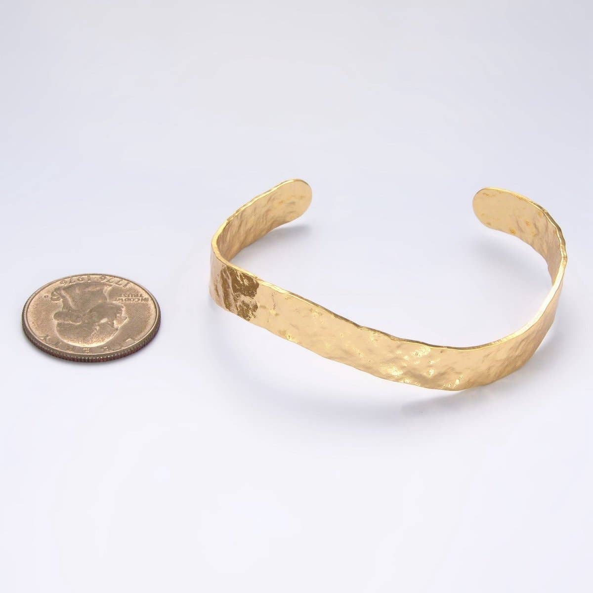 24K Gold Filled Hammered Band Cuff Bracelet | WA-2655