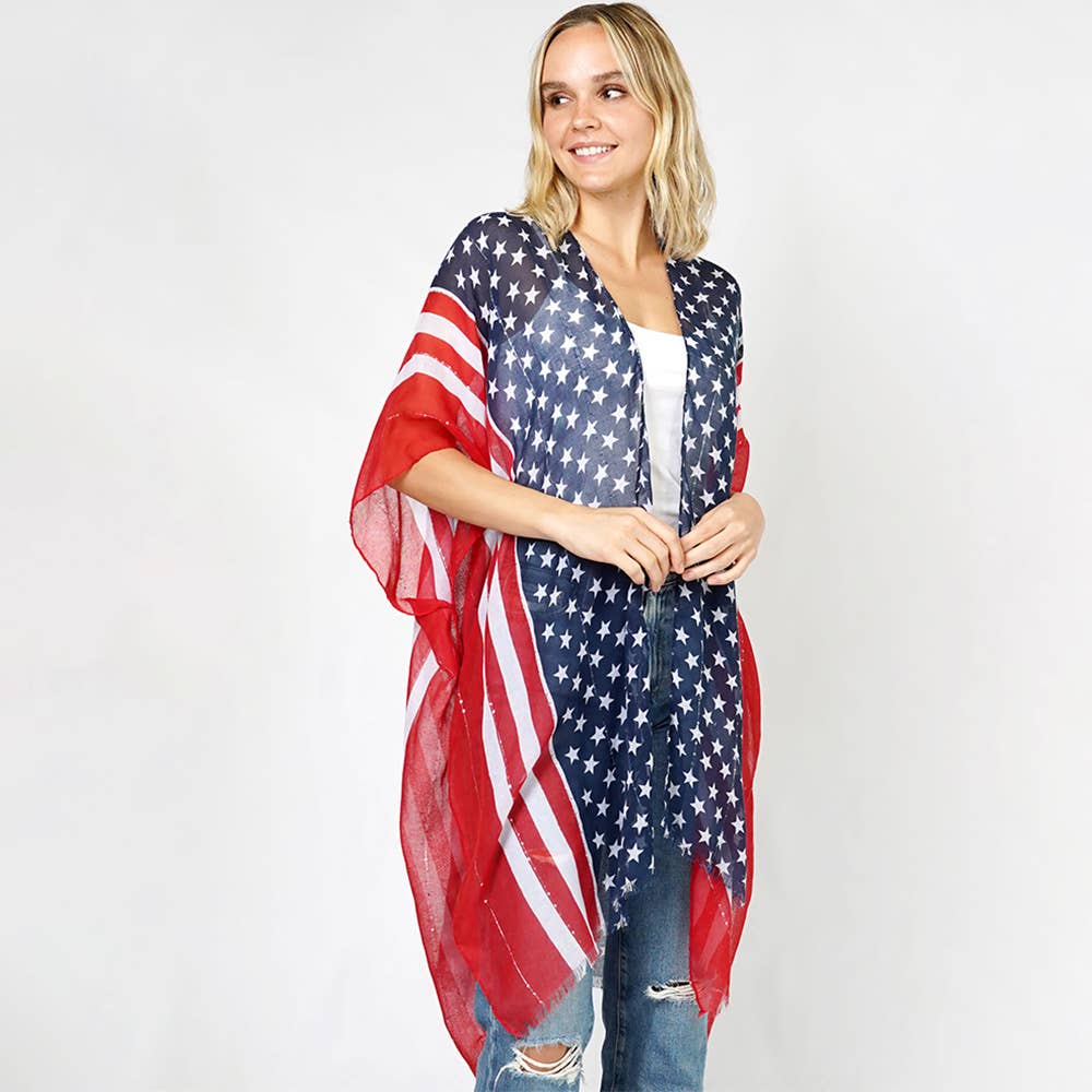 American Flag Print Kimono