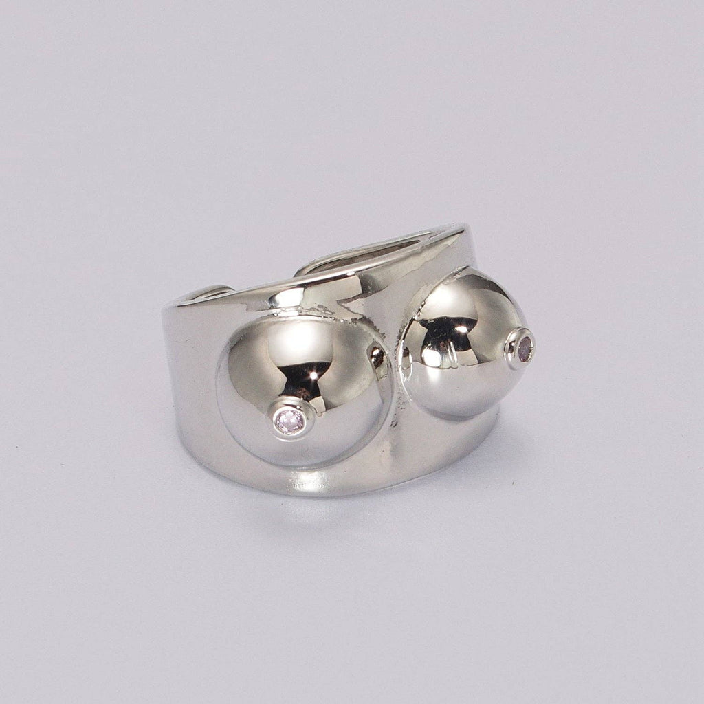 Gold Boobs Ring Novelty Silver Breast Cancer Awareness. Celebrating Breastfeeding Jewelry Gold Boobs Ring Novelty Silver Breast Cancer Awareness. Celebrating Breastfeeding Jewelry U025